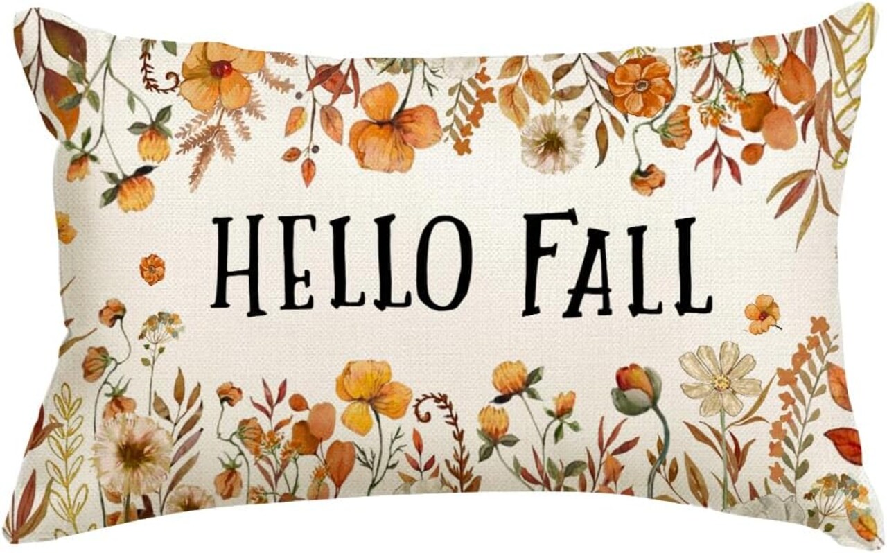 Autumn Flowers Thanksgiving Lumbar Outdoor Cushion Case Decoration